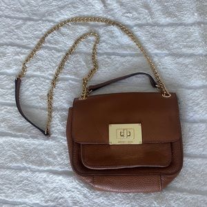 Michael Kohrs Cognac Crossbody Bag with Gold Hardware